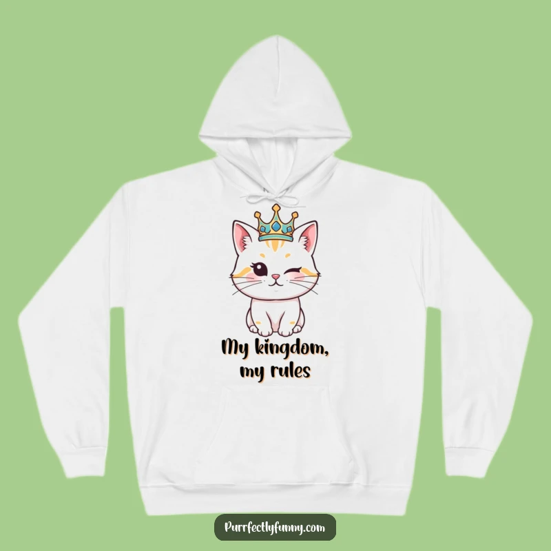 Funny Royal Cat Hoodie: Cozy Feline Crown Wink for a Perfect Gift