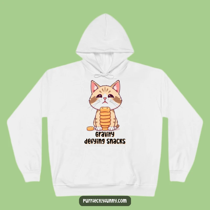 Funny Treat Balance Cat Hoodie: Cozy Comfort & Snack Humor