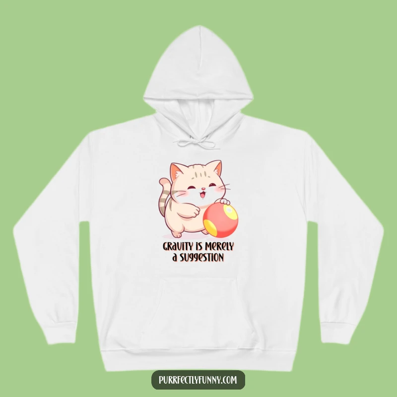 Cozy Funny Plump Cat Ball Chase Hoodie: Warm, Playful Feline Fun for Comfy Gift