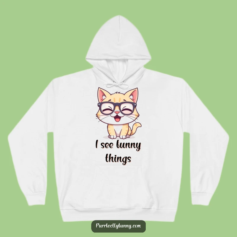 Funny Cat Hoodie: Cozy and Comical Sweatshirt with a Giggling Character and Silly Glasses