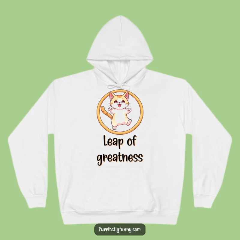Funny Cat Hoop Leap Hoodie: Cozy Triumph, Hilarious Cat Gift