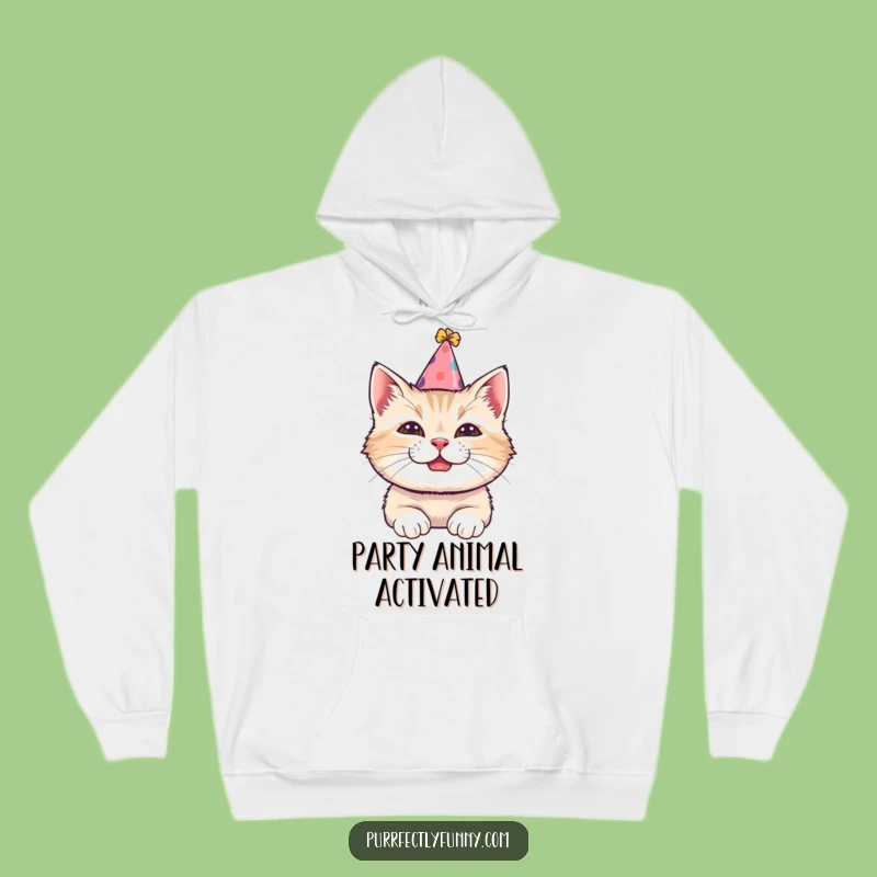 Funny Party Cat Hoodie - Cozy Tilted Hat Sweatshirt, Awesome Gift