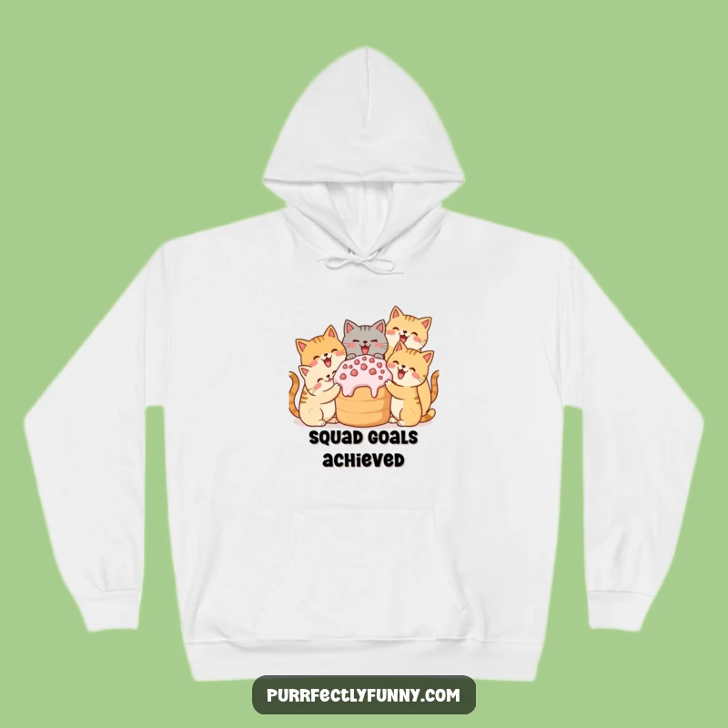Cozy Funny Cat Treat Party Hoodie: Warm Hugs and Happy Kitties