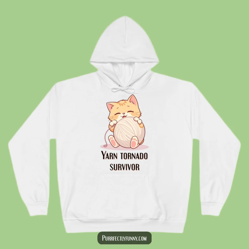 Cozy Funny Cat Yarn Hoodie - Warm & Hilarious Pet Lover Apparel