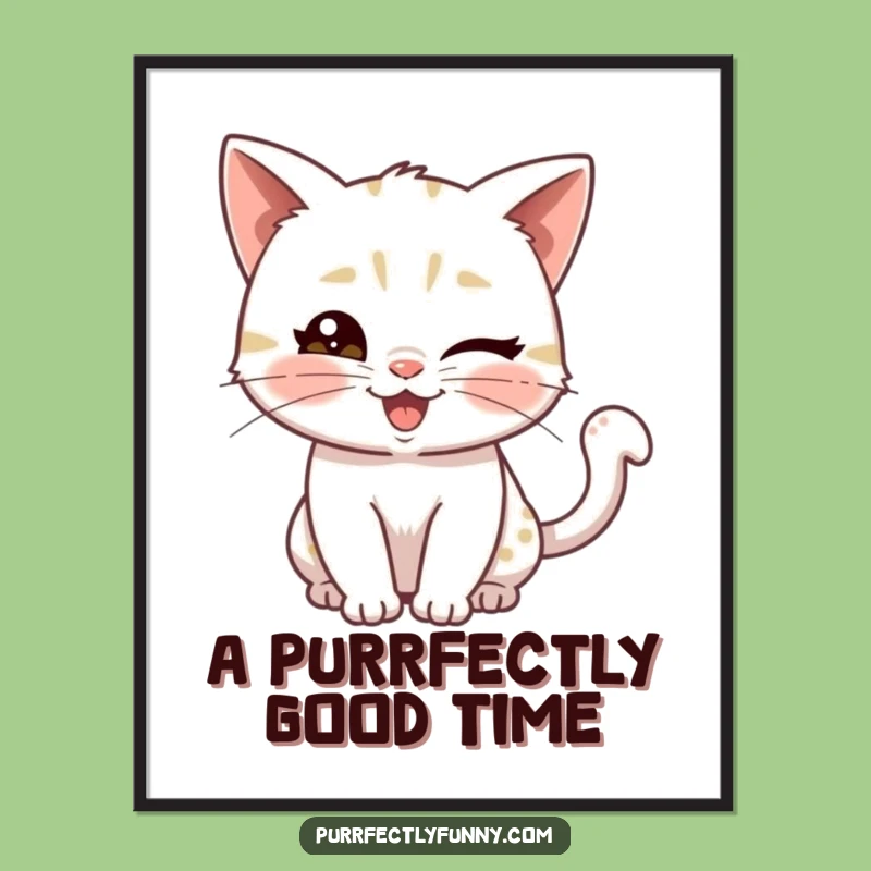 Free Printable Wall Art: Winking Cat Charm - Downloadable Quirky Decor