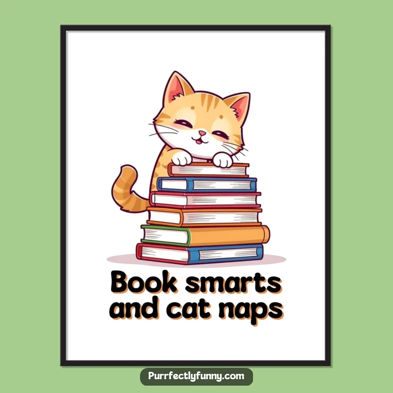 Funny Free Printable Wall Art: Wobbly Cat Books, Hilarious Downloadable Decor