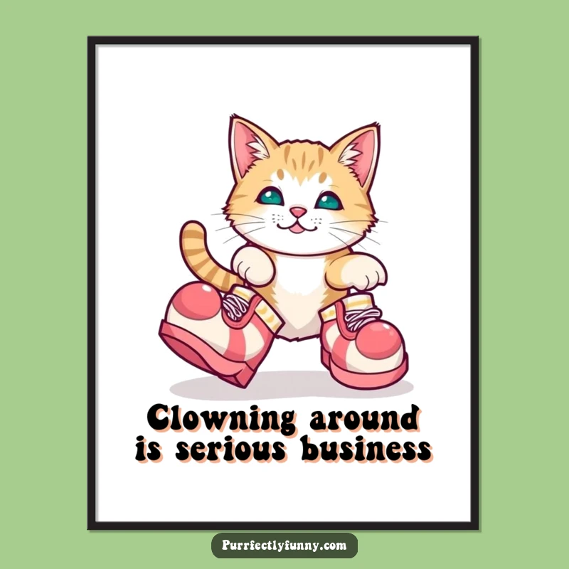 Free Printable Wall Art: Clumsy Clown Cat Downloadable Decor