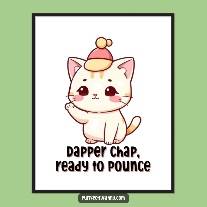 Funny Free Printable Wall Art: Dapper Cat Tipping Hat, Whimsical Decor