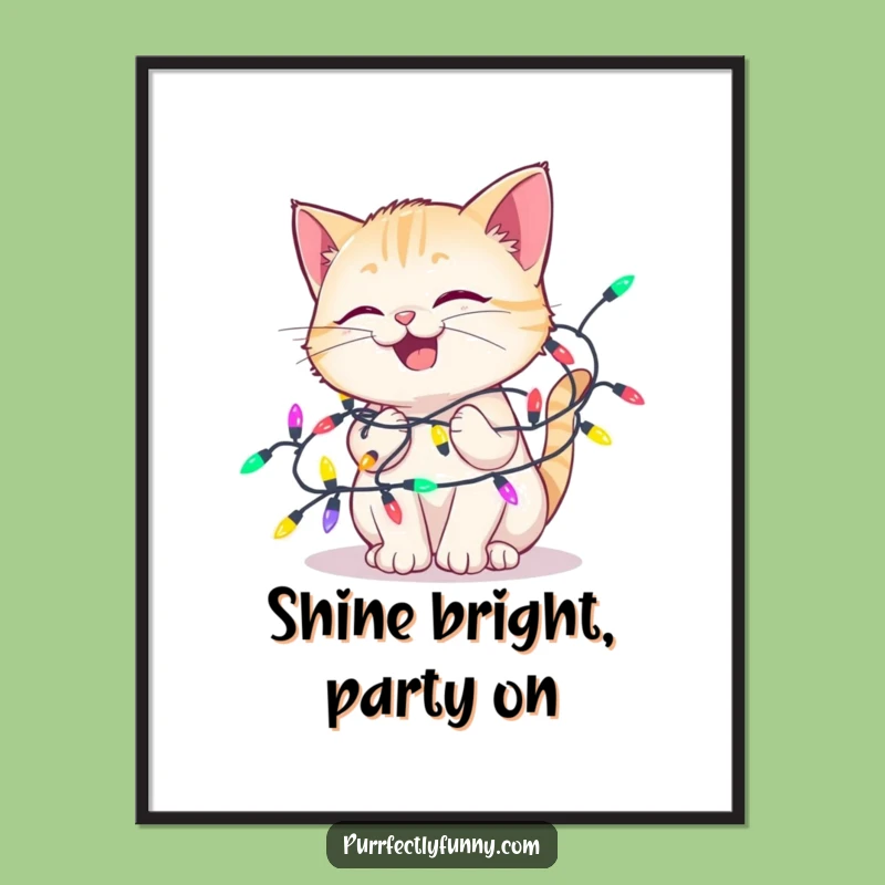 Free Printable Wall Art: Delighted Cat Lights, Funny Downloadable Art