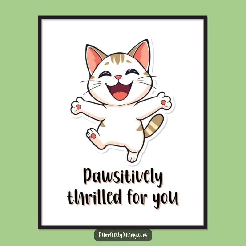 Free Printable Wall Art: Joyful Cat Leap Decor, Humorous Downloadable Art for a Happy Home