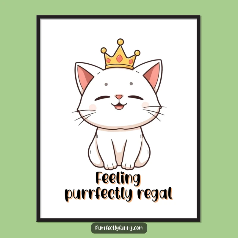Free Printable Wall Art: Regal Cat Crown Humor, Funny Downloadable Decor