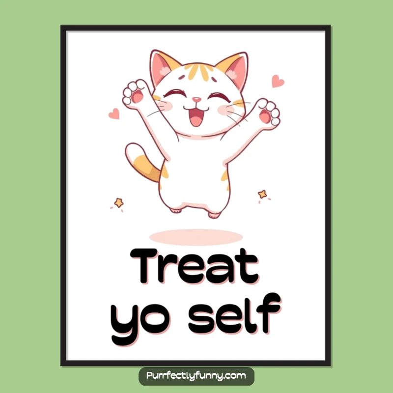Funny Free Printable Wall Art: Cat Leaping for Joy Downloadable Art