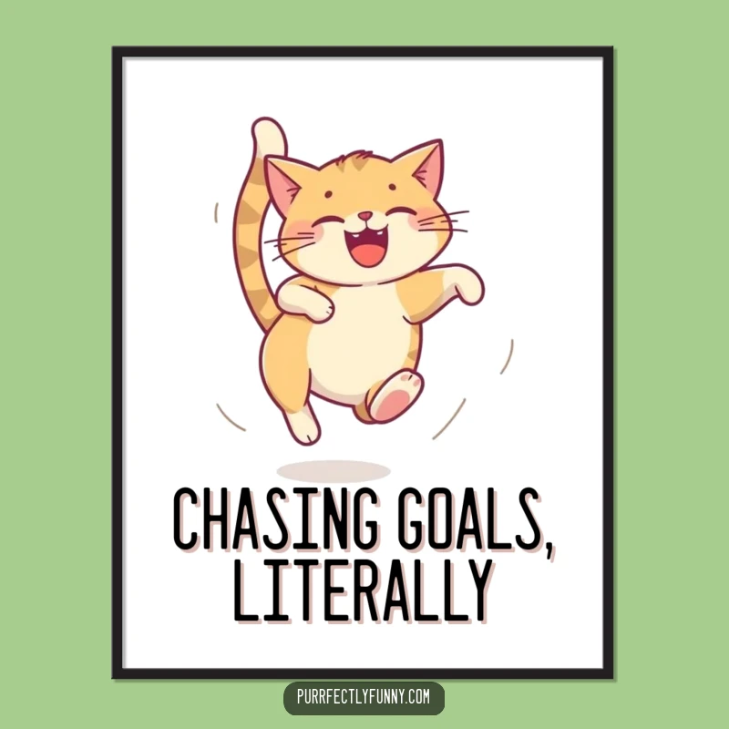 Funny Free Printable Wall Art: Dizzy Cat Tail Chase Downloadable Decor