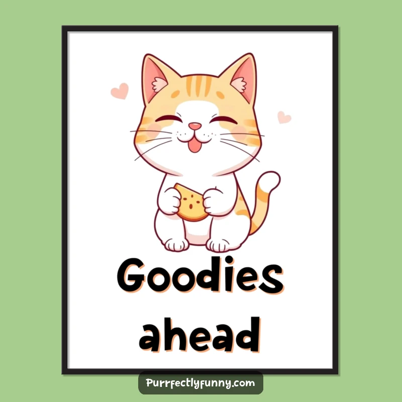 Funny Free Printable Wall Art: Cat Anticipating Snack Downloadable Art