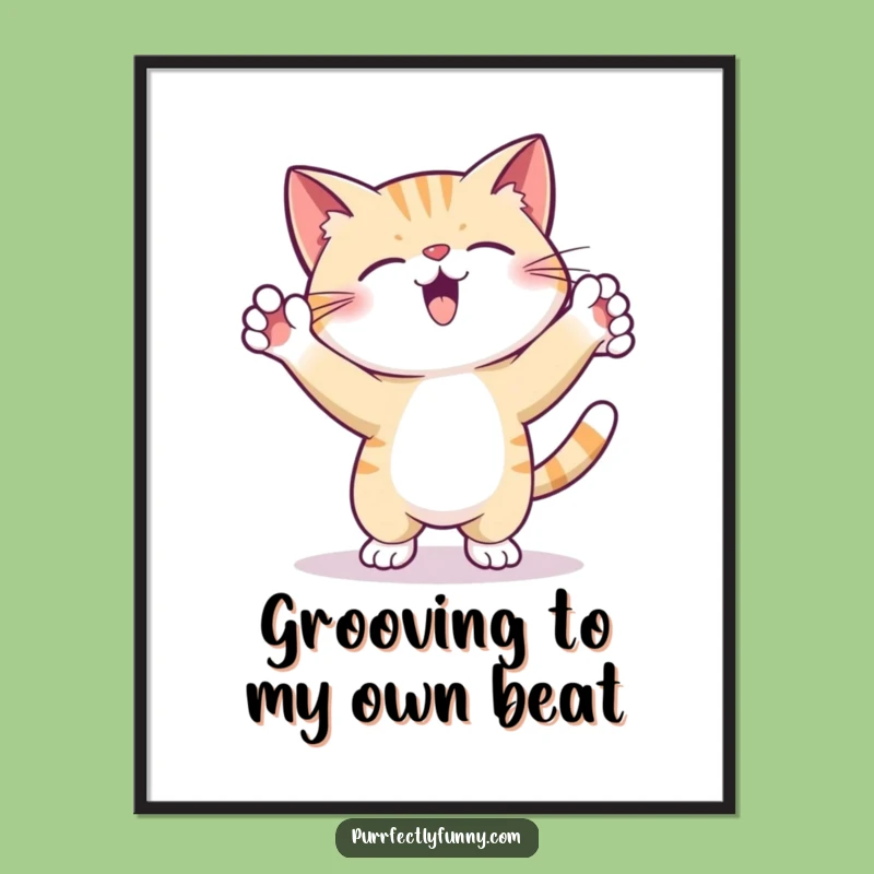Funny Free Printable Wall Art: Dancing Cat - Joyful & Quirky Decor