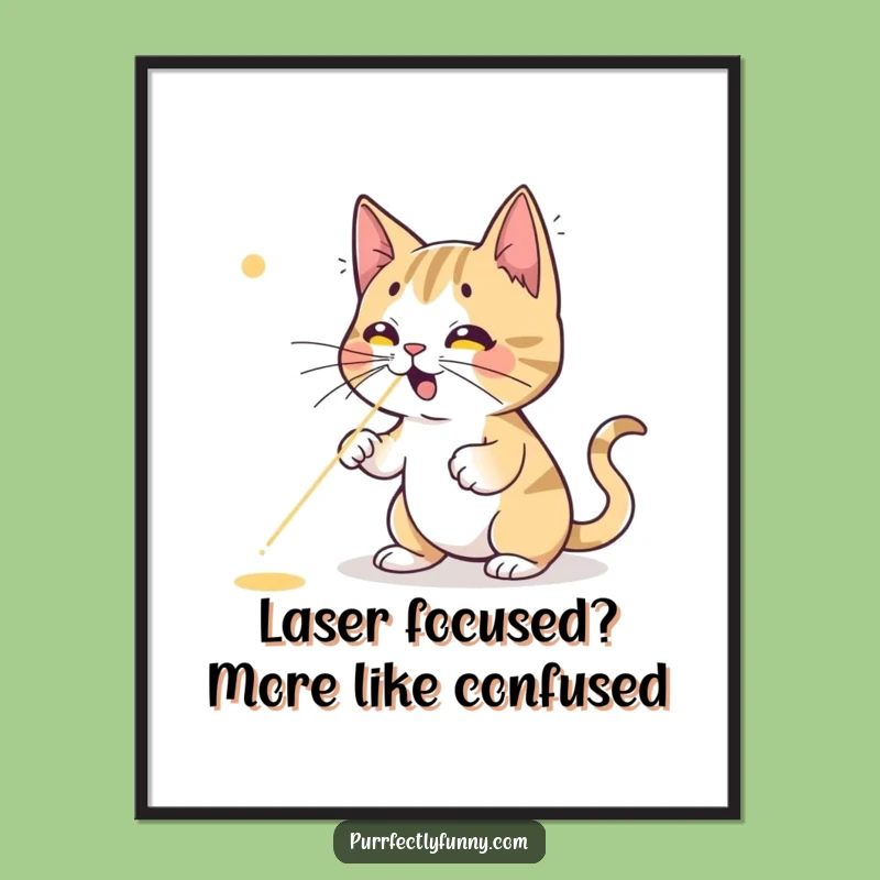 Free Printable Wall Art: Funny Cat Laser Dot Chase, Hilarious Downloadable Art