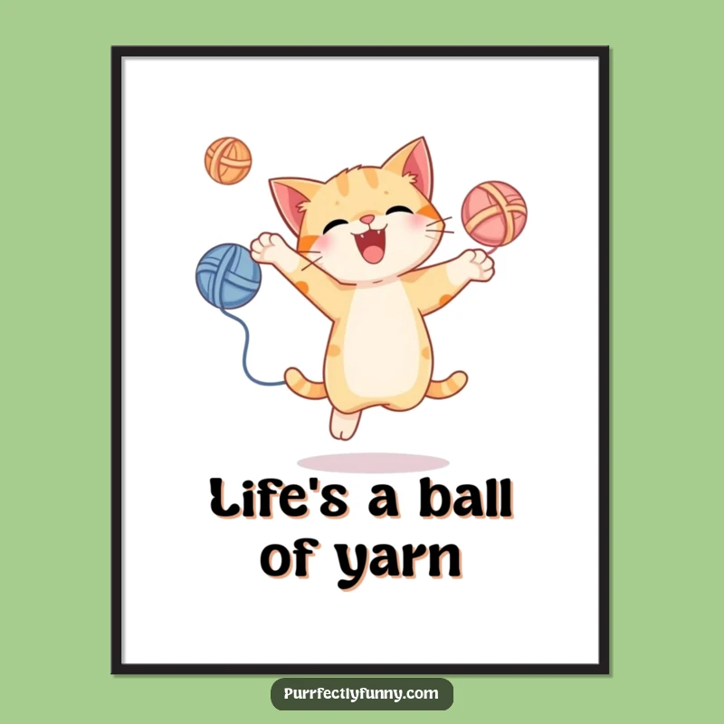 Funny Free Printable Wall Art: Juggling Cat Energy, Downloadable Cat Art for Decor