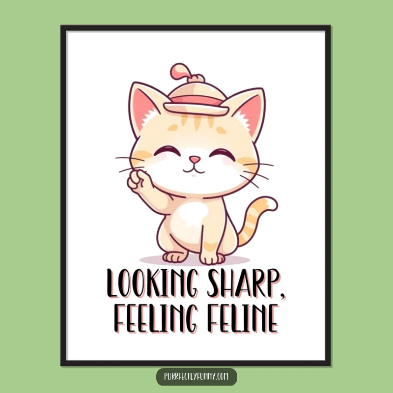 Funny Free Printable Wall Art: Posing Cat, Stylish Downloadable Decor!