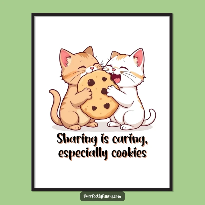 Free Printable Wall Art: Funny Cats Sharing Cookie Downloadable Decor