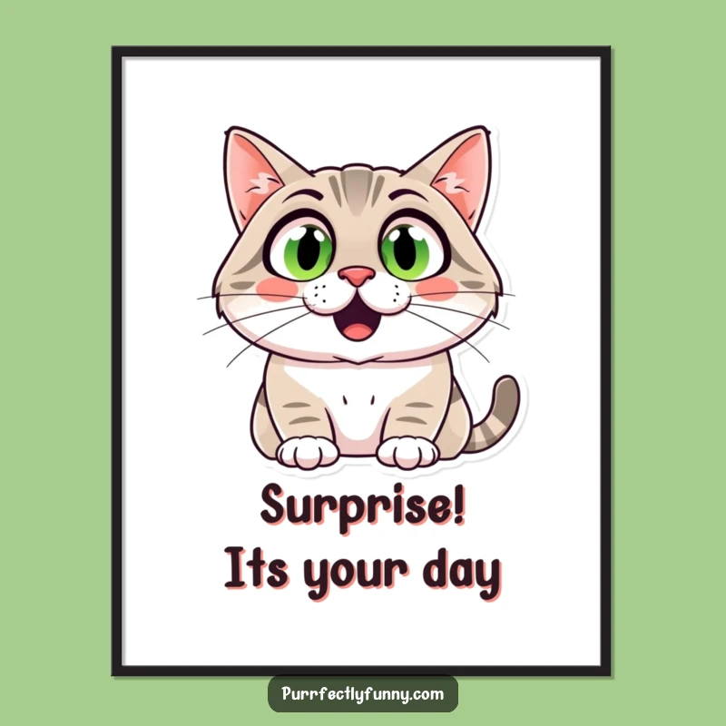 Funny Free Printable Wall Art: Shocked Cat Wide Eyes Goofy Decor