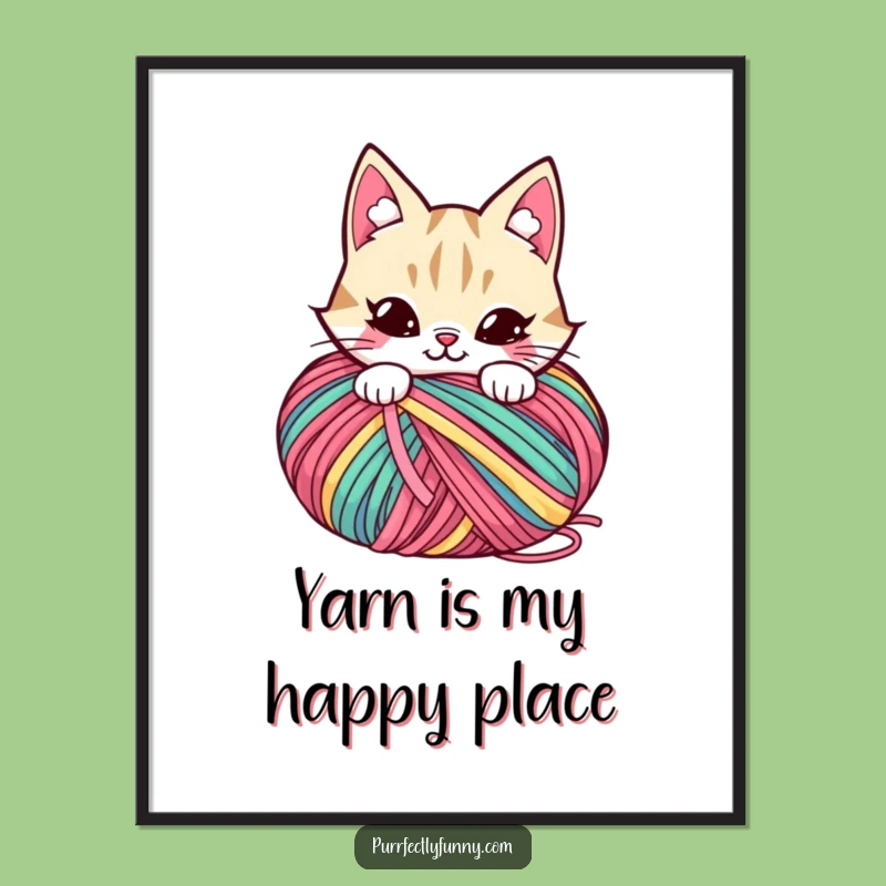 Free Printable Wall Art: Mischievous Yarn Cat Humor, Funny Downloadable Decor