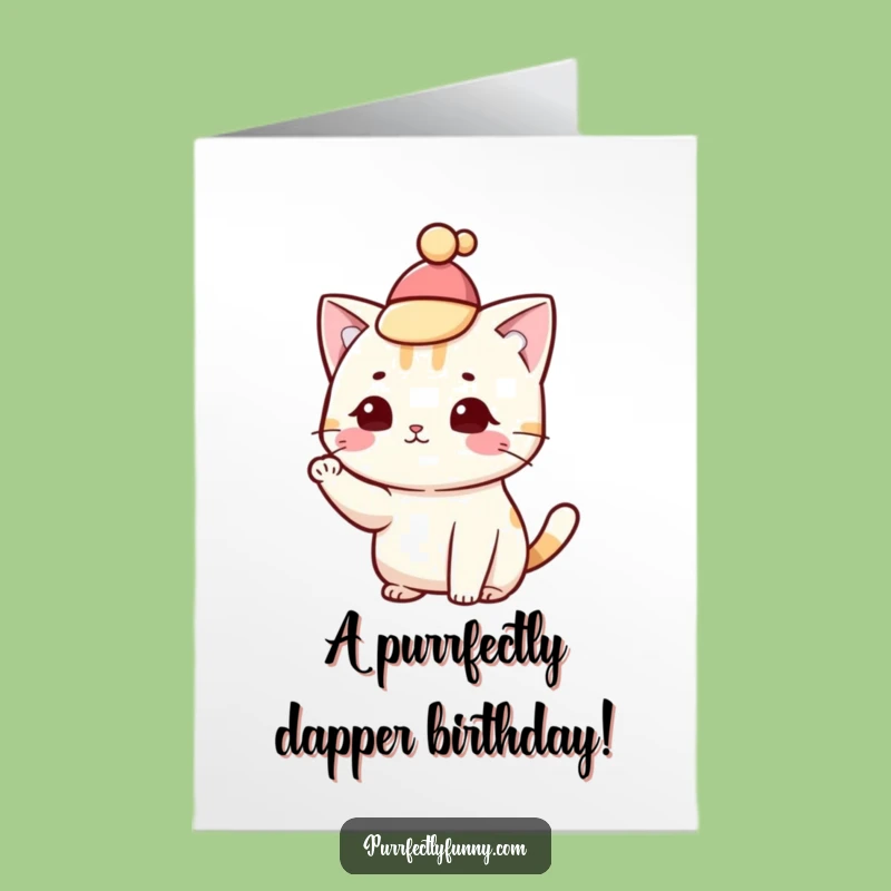 Free Printable Birthday Card: Dapper Cat Saluting Hat Tipp, Downloadable Charm