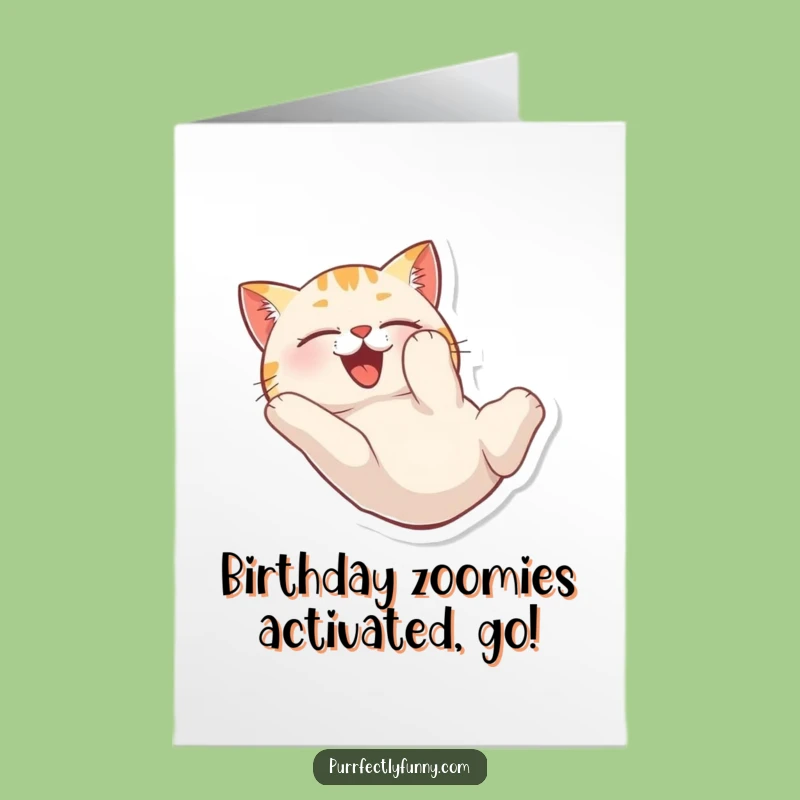 Free Printable Birthday Card: Joyful Tumble Cat, Fun Downloadable Gift!