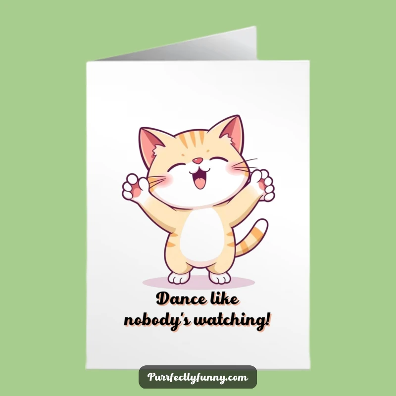 Free Printable Birthday Card: Dancing Cat - Fun Downloadable Gift for Parties