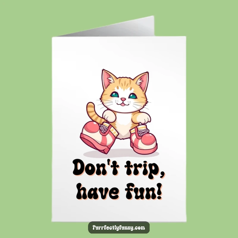 Free Printable Funny Birthday Card: Clumsy Clown Cat Hilarious Downloadable