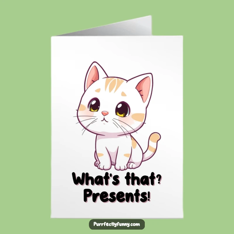 Free Printable Birthday Card: Curious Cat, Funny Whiskers Twitch, Downloadable Gift