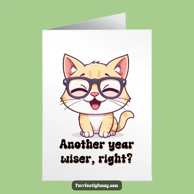 Free Printable Birthday Card: Funny Cat in Silly Glasses, LOL Downloadable Gift!