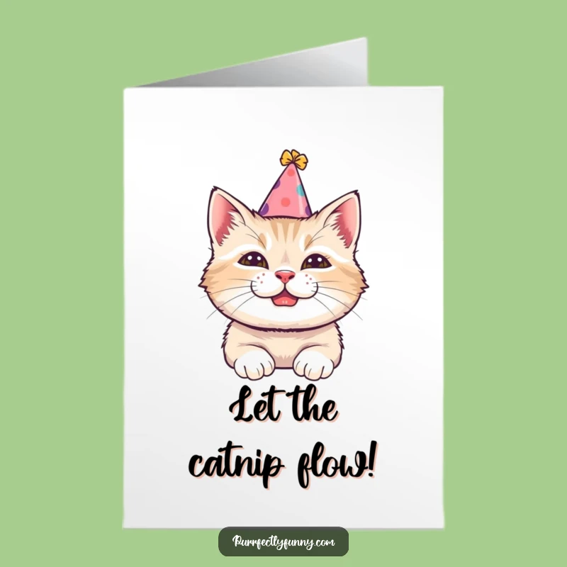 Free Printable Birthday Card: Grinning Cat Party, Funny Birthday Downloadable Gift