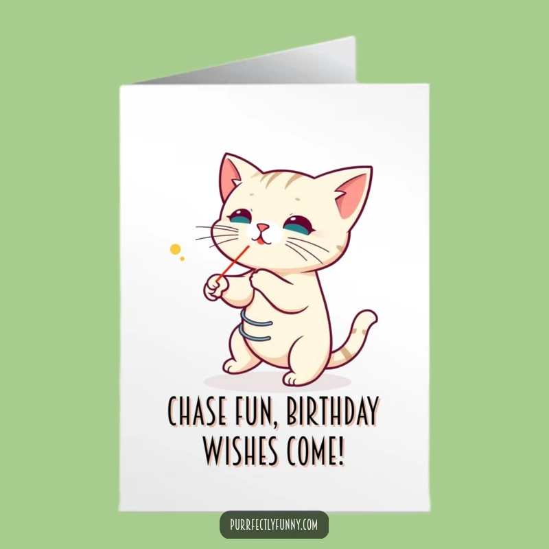 Free Printable Birthday Card: Laser Cat Spring, Funny Downloadable Gift