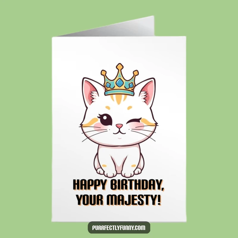 Free Printable Birthday Card: Regal Cat King - Funny Downloadable Birthday Crown!