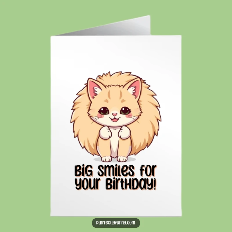 Free Printable Birthday Card: Smiling Cat Tail Funny Downloadable Gift