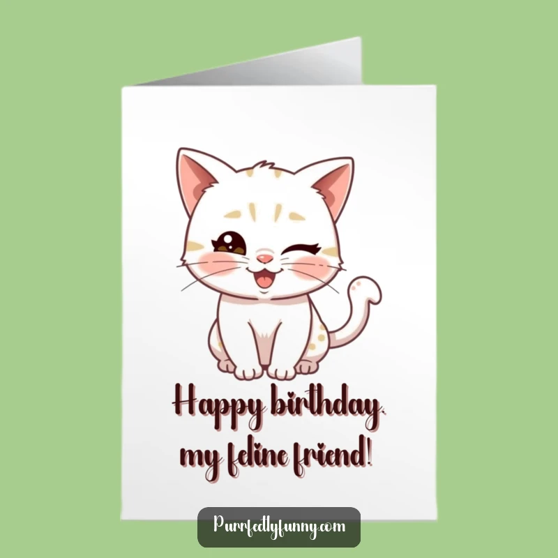 Free Printable Birthday Card: Winking Cat Fun - Downloadable DIY Humorous Gift