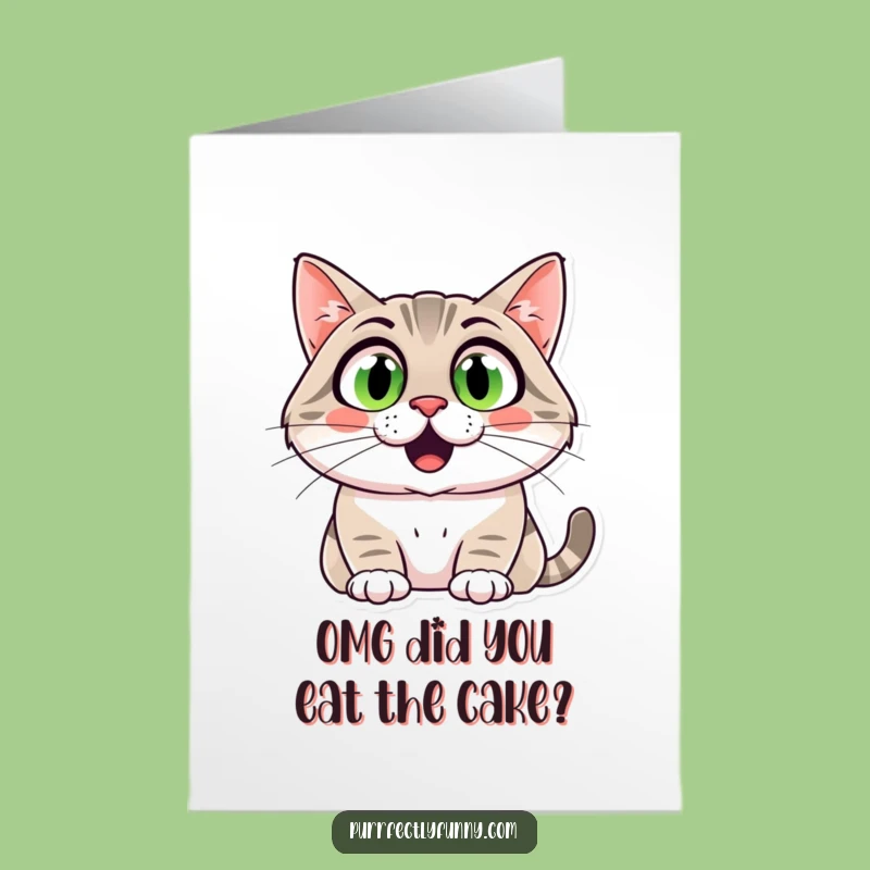 Free Printable Birthday Card: Shocked Cat Wide Eyes Funny DIY Gift