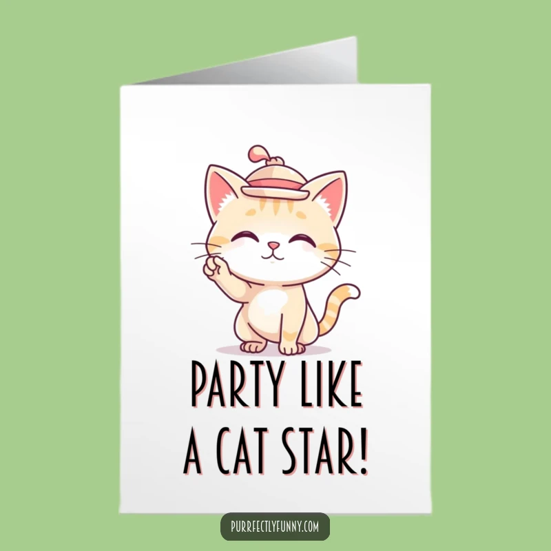 Stylish Free Printable Birthday Card: Fancy Cat, Chic Downloadable Gift!