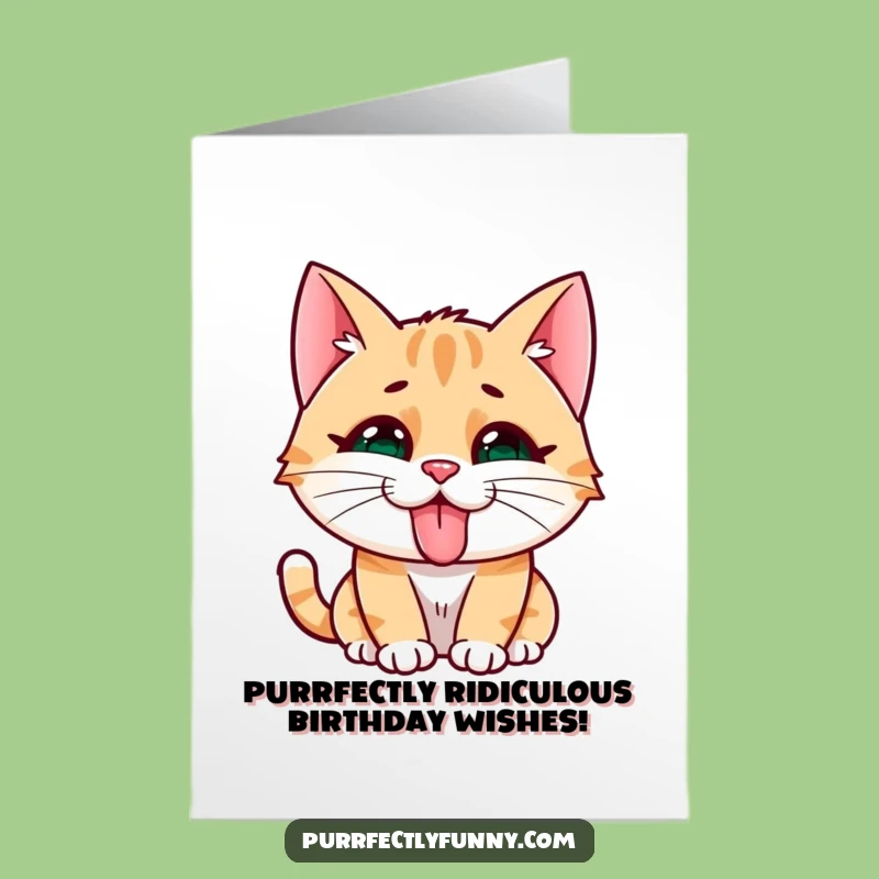 Free Printable Birthday Card: Cat Stick Their Tongue Out for Birthday Fun