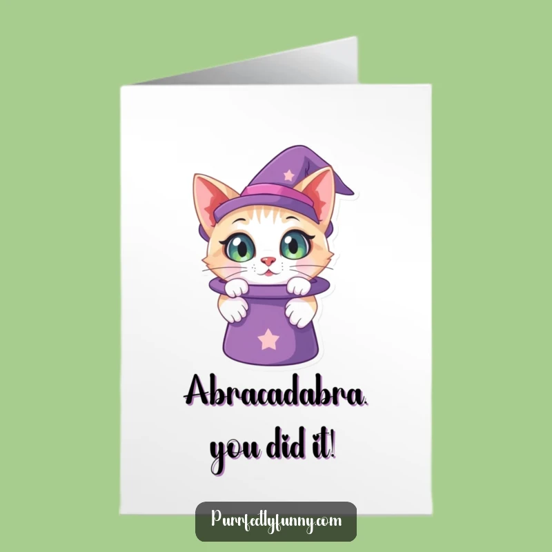 Free Printable Congrats Card: Cat's Magic Hat Discovery, Hilarious Downloadable Gift