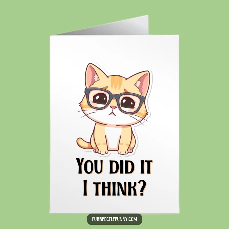 Free Printable Congrats Card: Bewildered Cat's Success, Downloadable Surprise