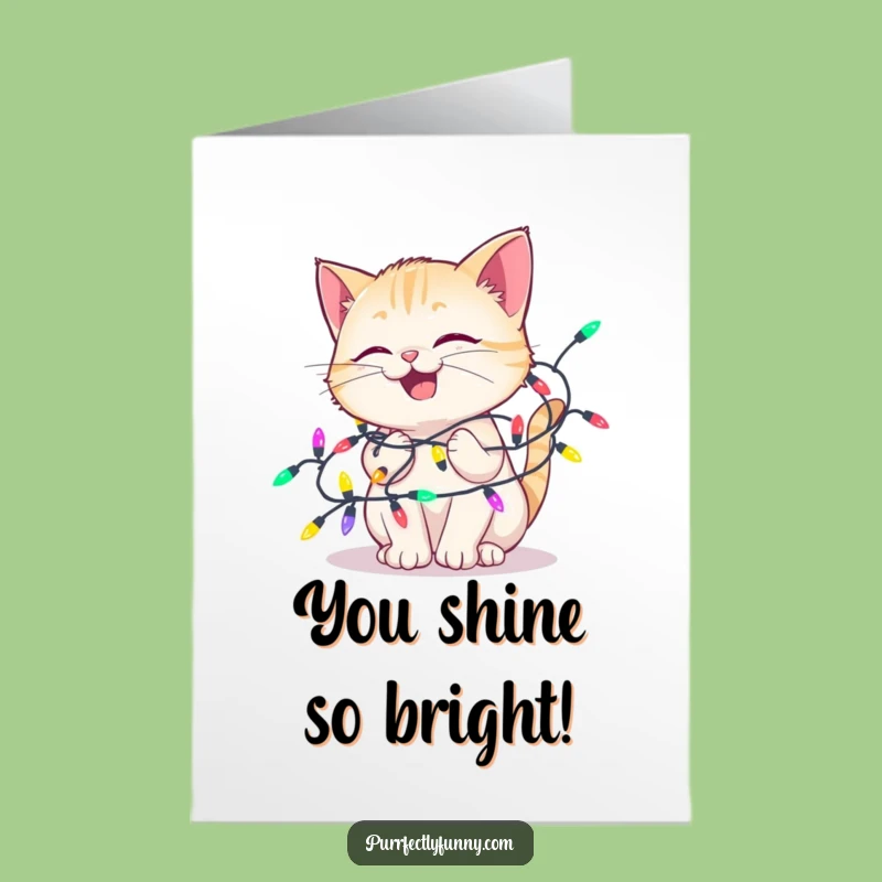 Free Printable Congrats Card: Delighted Cat Lights, Funny Downloadable Gift