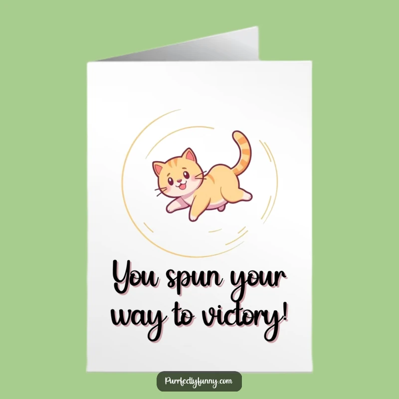 Free Printable Congrats Card: Dizzy Cat Spiral - Funny Downloadable Celebration!