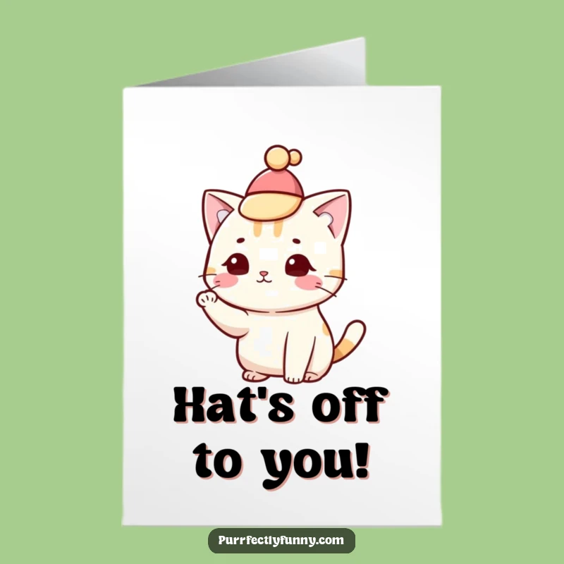 Free Printable Congrats Card: Fancy Cat Salutes Success, Downloadable Elegance