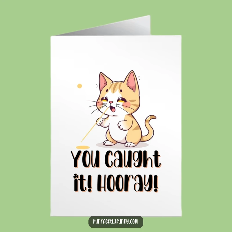 Free Printable Congrats Card: Funny Cat & Laser Dot, Hilarious Downloadable Gift