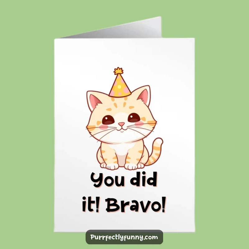 Free Printable Congrats Card: Funny Cat Party Whisker - Downloadable Gift