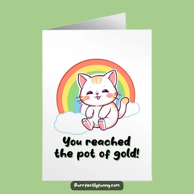 Free Printable Congrats Card: Rainbow Cat Slide, Humorous Downloadable & Print at Home