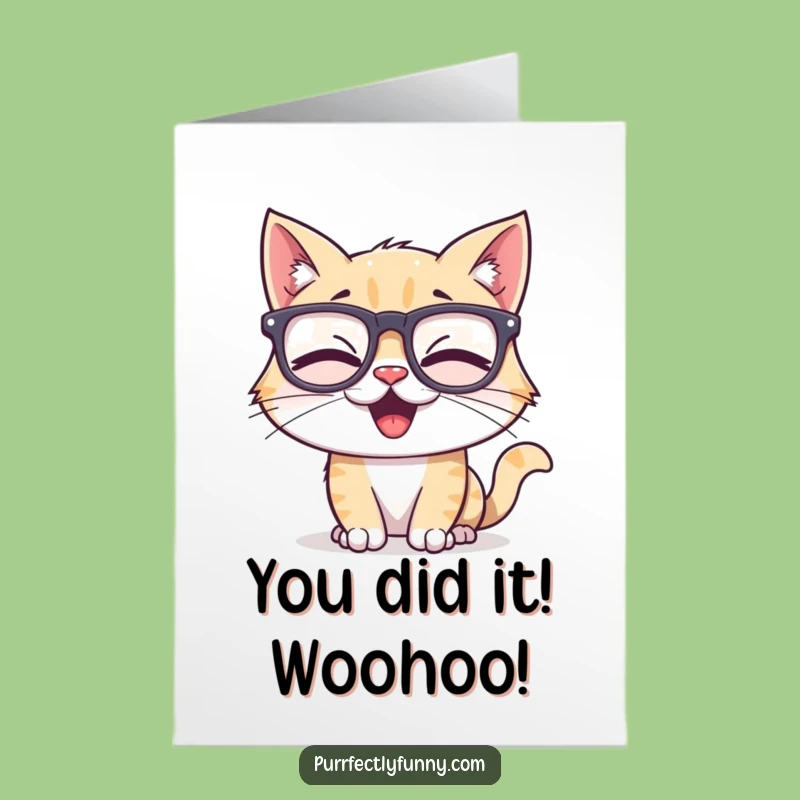 Free Printable Congrats Card: Silly Glasses Cat, Hilarious Downloadable Gift Card!