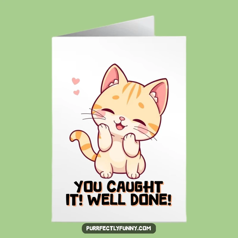 Free Printable Congrats Card: Whimsical Cat Batting Whisker, Funny Downloadable Greeting