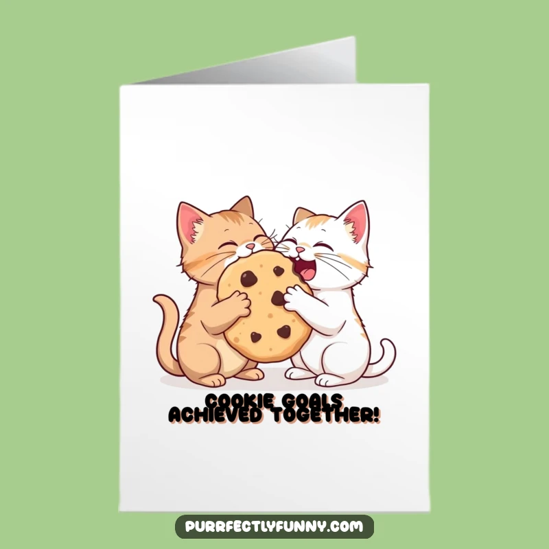 Free Printable Congratulations Card: Cats Cookie Sharing Funny Downloadable Gift